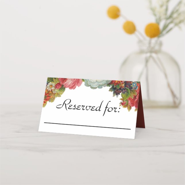 Vintage Herbst-Blume Burgund für Hochzeiten reserv Platzkarte (Vorderseite)