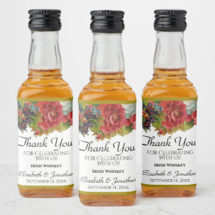 Vintage Herbst Blumen Boho Hochzeit Danke Mini Alkoholflaschenetikett