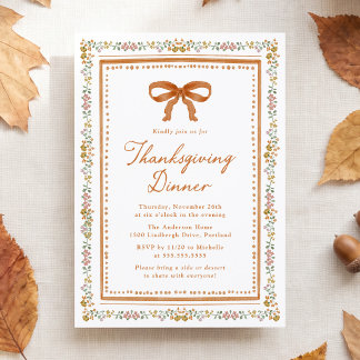 Vintage-Herbst-Blumen-Thanksgiving-Dinner Einladung