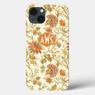 Vintage-Herbst-Blumenblätter-Orangen-Monogramm Case-Mate iPhone Hülle