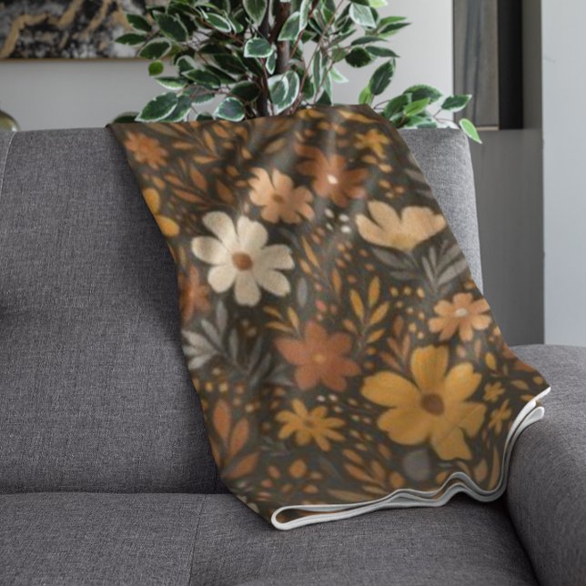 Vintage-Herbst-Blumenmuster – Herbstblumen Fleecedecke (Von Creator hochgeladen)