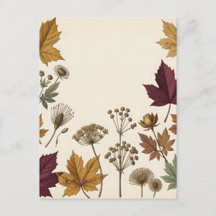 Vintage Herbst-Botanik-Blätter Samenstände Postkarte