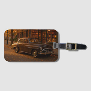 Vintage Herbst Buchladen & Auto Gepäckanhänger
