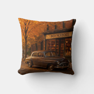 Vintage Herbst Buchladen & Auto Kissen