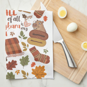 Vintage-Herbst-Capybara-Handtuch Geschirrtuch