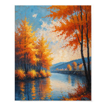 Vintage-Herbst-Flusslandschaftskunst