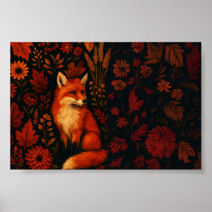 Vintage Herbst-Fuchs-Kunstposter Poster