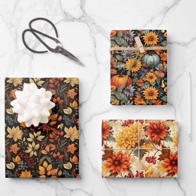 Vintage Herbst  Geschenkpapier Set (Vorderseite)