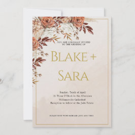 Vintage Herbst-Gold-Blume Hochzeitseinladung Einladung