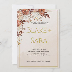 Vintage Herbst-Gold-Blume Hochzeitseinladung Einladung