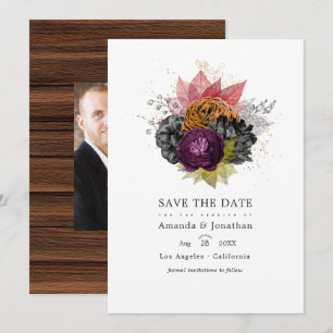Vintage Herbst - Herbstliche Hochzeitsblumen-Foto Save The Date