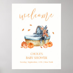 Vintage Herbst-Kürbis-Kinderbett-Baby-Shower-Willk Poster