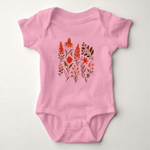 Vintage-Herbst-Wildblumen-Botanik-Collage Baby Strampler