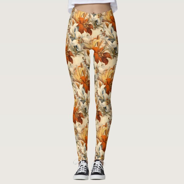 Vintage Herbstblume Leggings (Vorderseite)