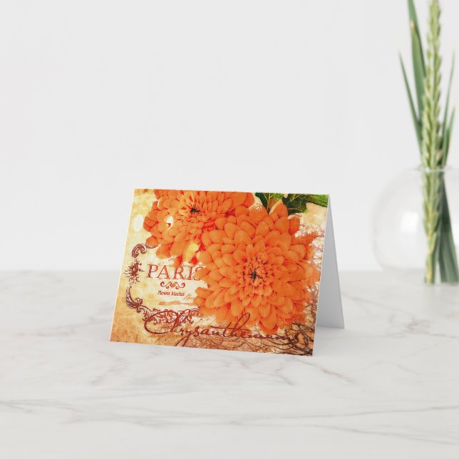 Vintage Herbstchrysanthemen Karte (Vorderseite)