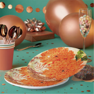 Vintage Herbstchrysanthemen Pappteller