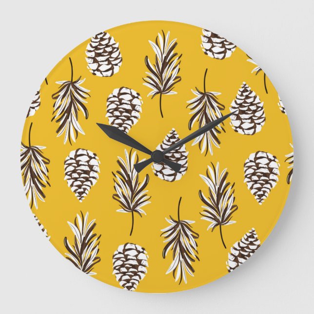 Vintage Herbstelemente Große Wanduhr (Vorderseite)