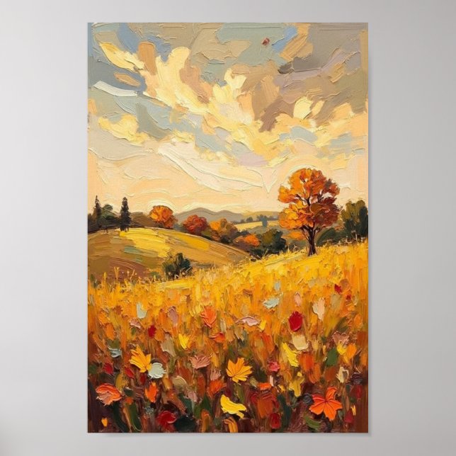 Vintage Herbstfelder Ernte Kunst Poster (Vorne)