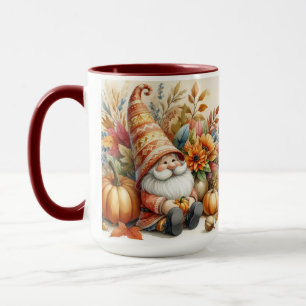 Vintage Herbstgome mit Herbstblättern Tasse
