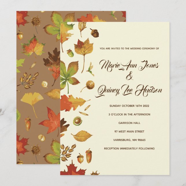 Vintage Herbstlaub Hochzeitseinladungen Einladung (Vorne/Hinten)