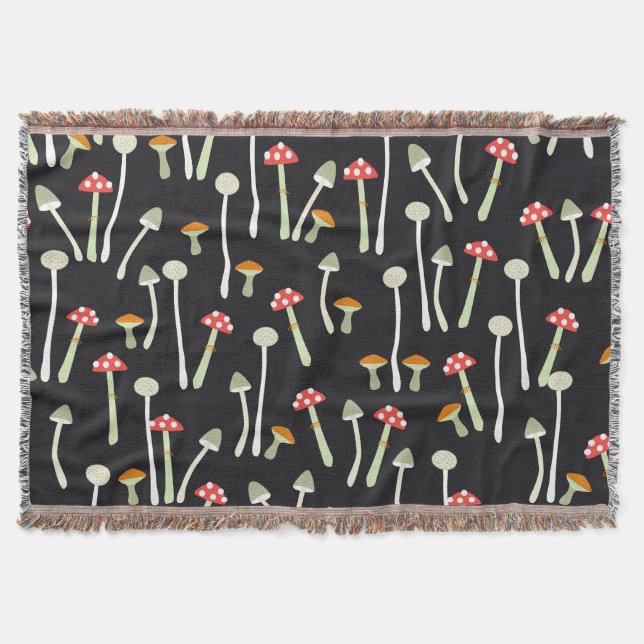 Vintage Herbstpilze Muster Design. Decke (Vorderseite)