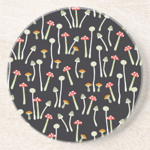 Vintage Herbstpilze Muster Design. Getränkeuntersetzer