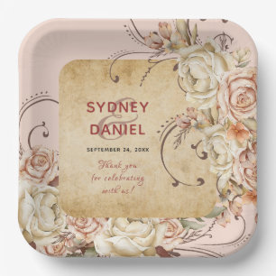 Vintage Herbstplatte für die Rose Pappteller