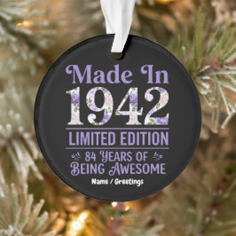 Vintage Hergestellt 1942 Floral 84. Geburtstag Gro Ornament