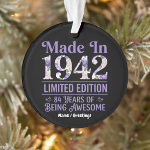 Vintage Hergestellt 1942 Floral 84. Geburtstag Gro Ornament