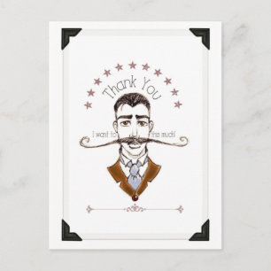 Vintage-Herr-Schnurrbart-Dankeschön-Postkarte Postkarte