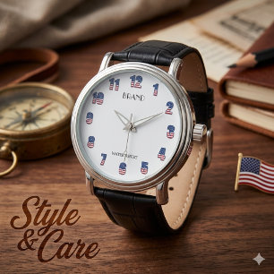 Vintage Herren Uhr - USA-Flagge Maßgeschneidertes 