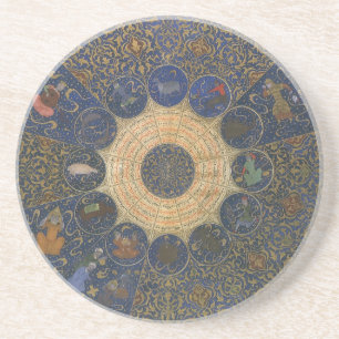 Vintage Herrscher Horoskop, Antikes Zodiakus Sandstein Untersetzer