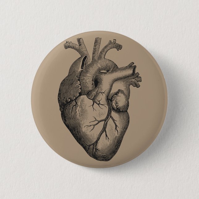 Vintage Herz-Illustration Button (Vorderseite)