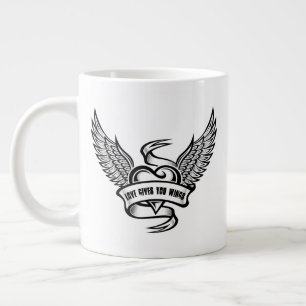 Vintage-Herz mit Flügeln, Liebe gibt dir Flügel Jumbo-Tasse