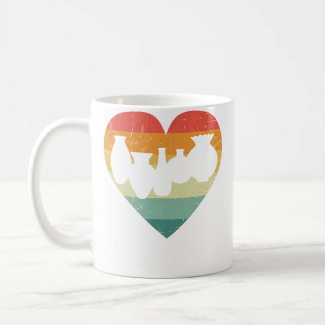 Vintage-Herz-Modellierton-Steingut-Töpferei Kaffeetasse (Links)