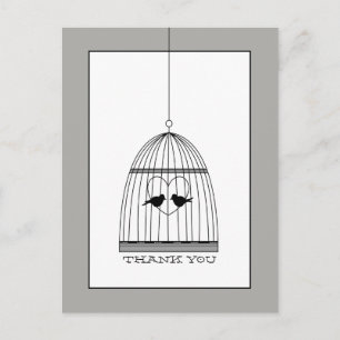 Vintage-Herz-Vogelkäfig-Hochzeit-Danke Postkarte