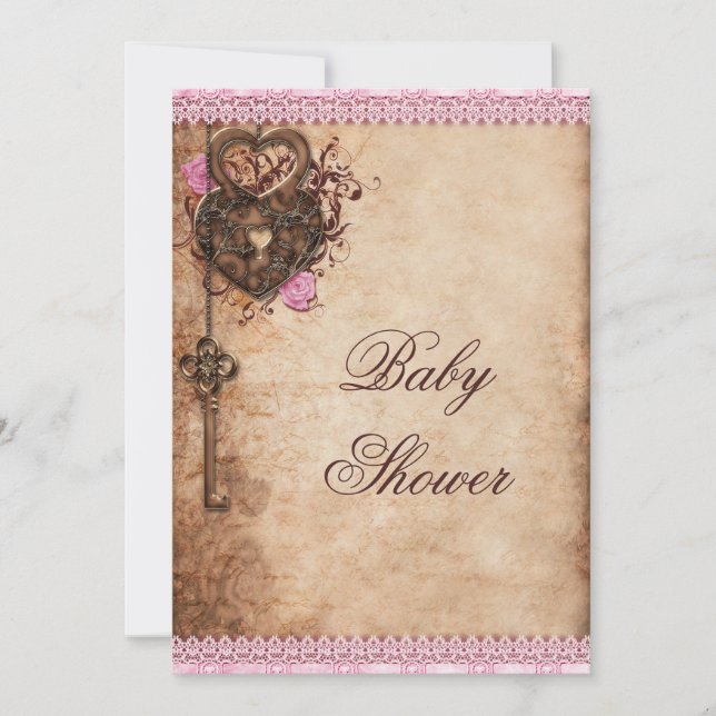 Vintage Herzen Verschluss und Einladung (Vorderseite)