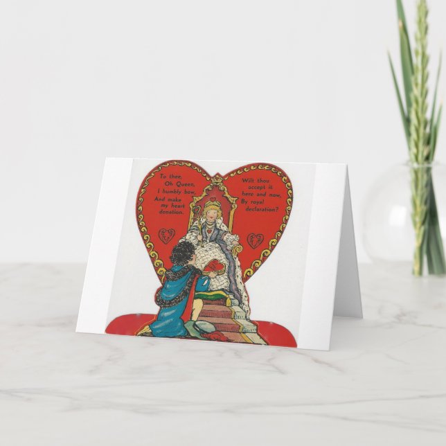 Vintage Herzkönigin Valentine Feiertagskarte (Vorderseite)