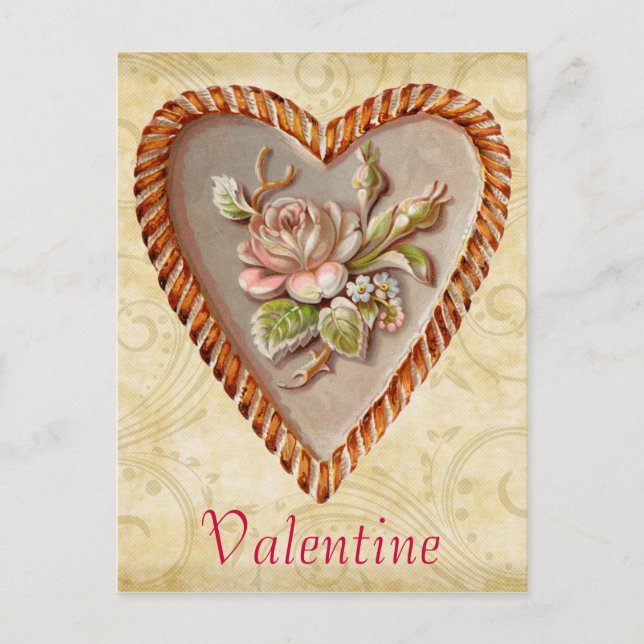 Vintage Herzvalentine-Postkarte Feiertagspostkarte (Vorderseite)