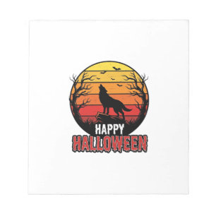 Vintage Heulender Wolf Frohes Halloween Vektor Des Notizblock