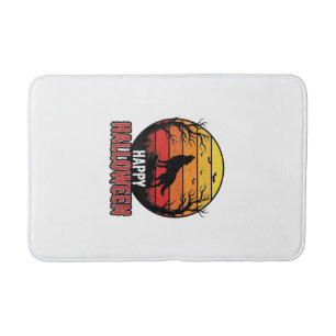 Vintage heulender Wolf Frohes Halloween-Vektordesi Badematte