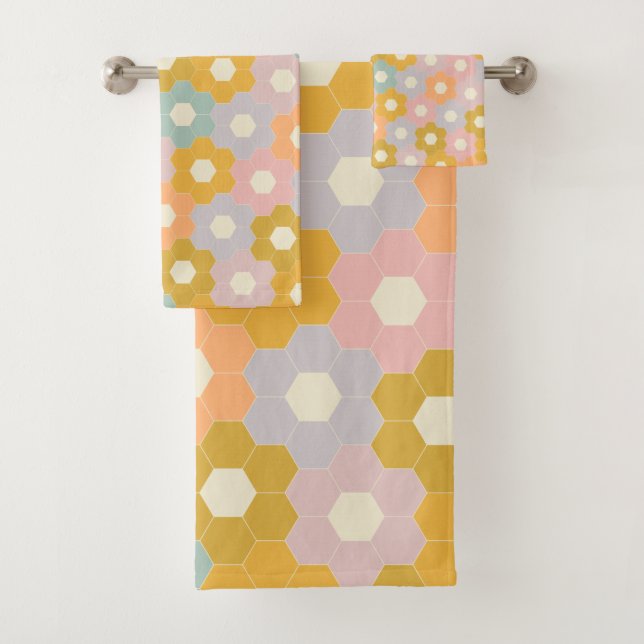 Vintage Hexagon Flower Motif en Pastel (En situation)