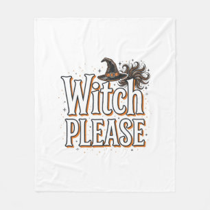 Vintage Hexe Bitte Halloween Vektor Design_1 Fleecedecke