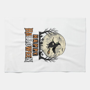 Vintage Hexe Frohes Halloween Vektordesign_1 Geschirrtuch
