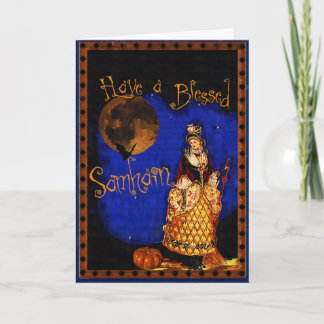 Vintage Hexe glückliche Samhain Halloween Karte
