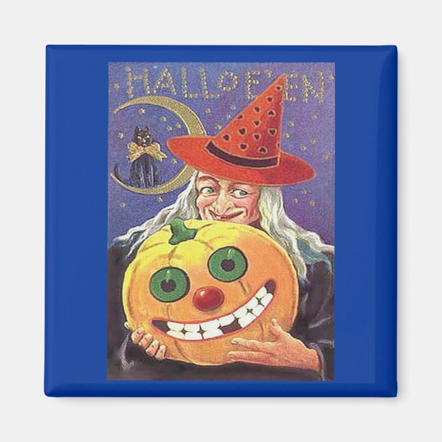 Vintage Hexe Halloween Magnet (Vorne)