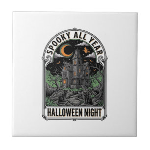 Vintage Hexe Halloween Spukhaus-Shirt_1 Fliese