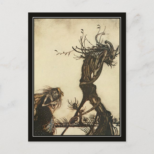 Vintage Hexe Halloweens Arthur Rackham Postkarte (Vorderseite)