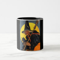 Vintage Hexe mit schwarzer Katze