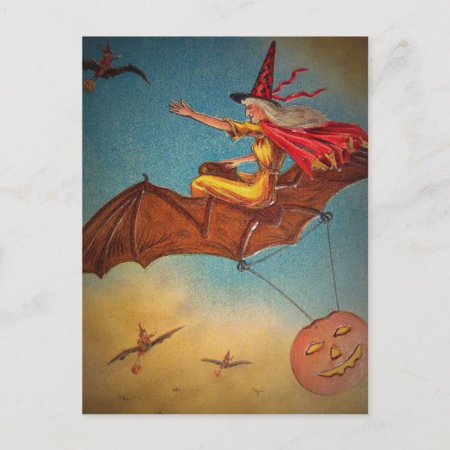 Vintage Hexe Postkarte (Vorderseite)